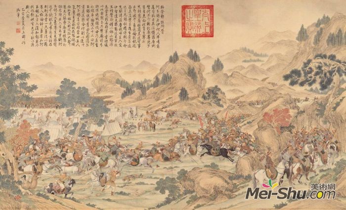 郎世宁《平定准部回部得胜图-御题格登鄂拉斫营之战》