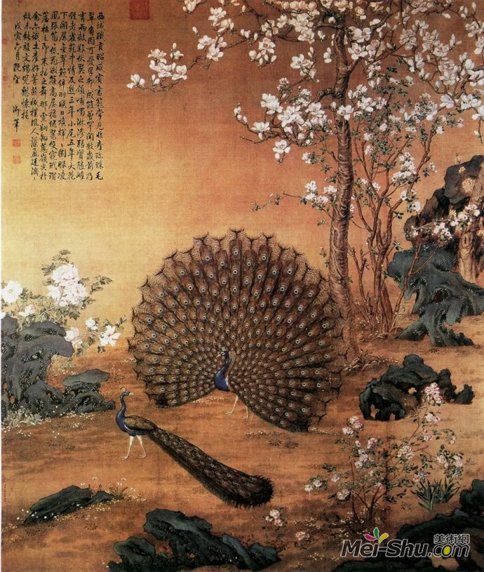 郎世宁《孔雀开屏图》328cmx 282cm 台北故宫博物院藏