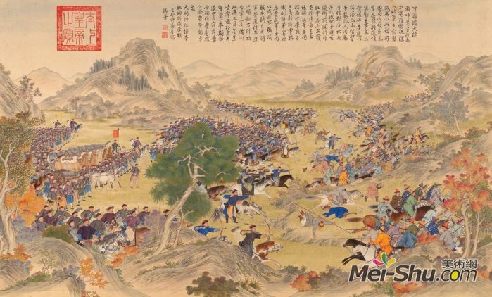 郎世宁《平定准部回部得胜图-呼尔满大捷》