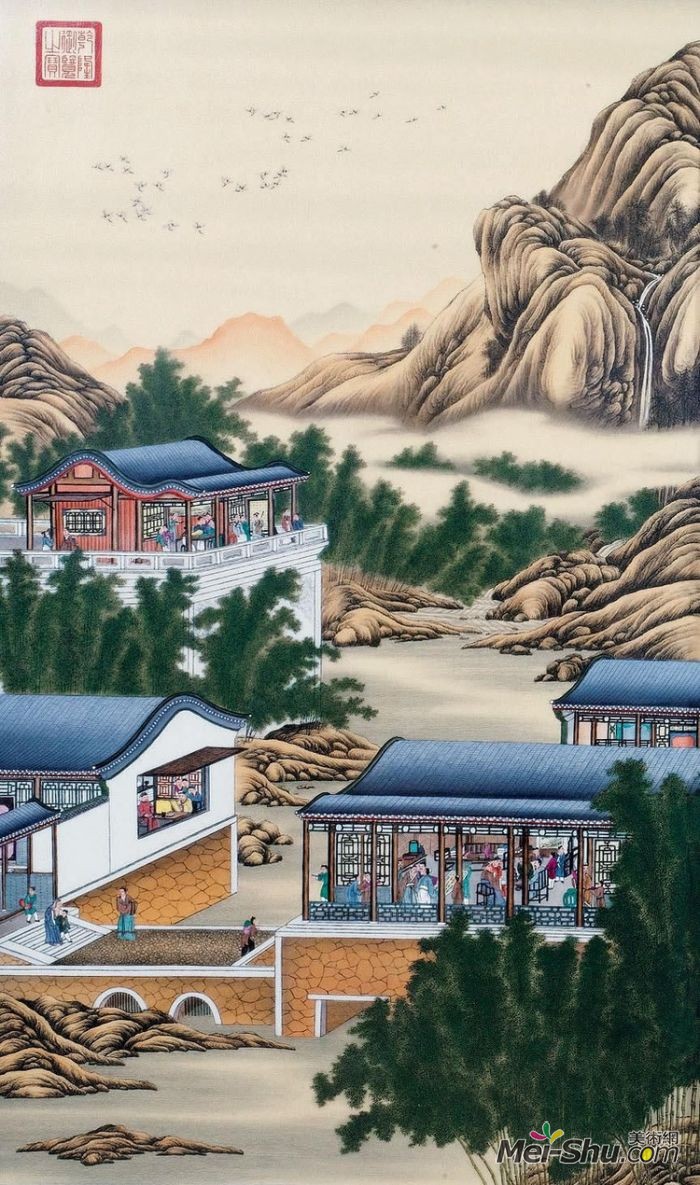 郎世宁《雍正十二月令圆明园行乐图-十月画像》