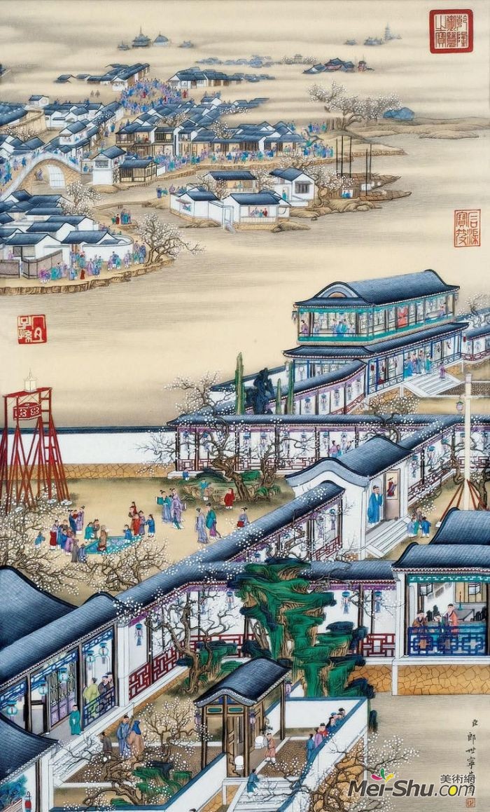 郎世宁《雍正十二月令圆明园行乐图-正月观灯》