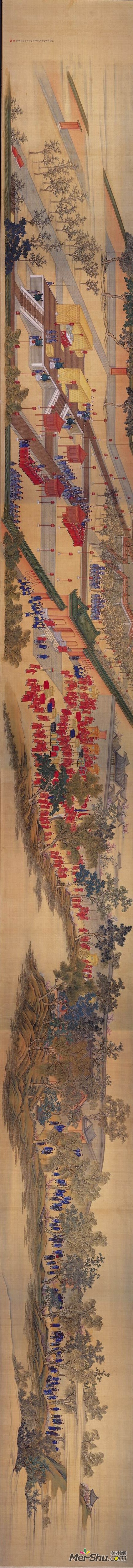 郎世宁《孝贤纯皇后亲蚕图（祭坛）》绢本设色 51×590.4 公分 台北故宫博物院藏