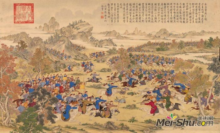 郎世宁《平定准部回部得胜图-和落霍澌之捷》