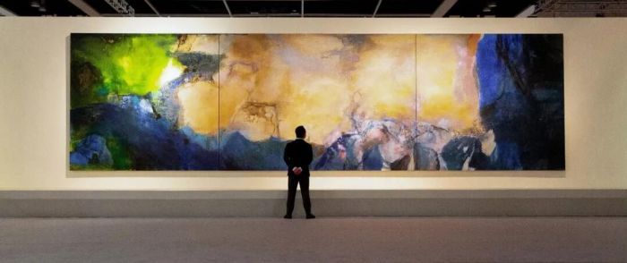 赵无极《1985年6月至10月》，油画画布（三联屏），280 x 1000公分，1985年作