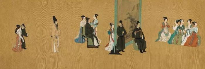 安和 临摹《顾闳中韩熙载夜宴图》，设色绢本 手卷，70.2 x 645.2 cm.。估价：40,000 - 80,000美元。将于3月19日在佳士得纽约“中国书画”拍卖中呈献