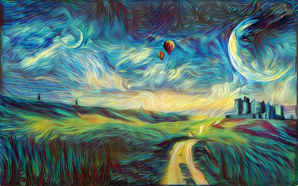 ▲谷歌DeepDream项目作品（仿梵高笔触）