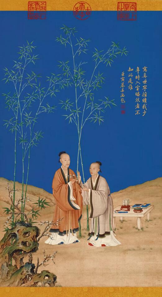 ▲郎世宁《平安春信图》纸本／故宫博物院：郎世宁利用西方解剖学，将人物的细腻纹理刻画得十分清晰，颇具立体感的面部减弱了西洋画注重的光线高度，巧妙避免了“阴阳脸”。