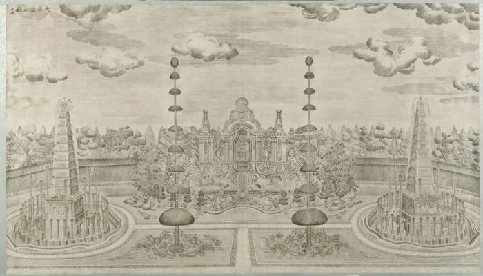 ▲《圆明园铜版画》册·大水法正面／故宫博物院