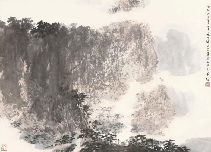 傅抱石〈夏山幽游图〉