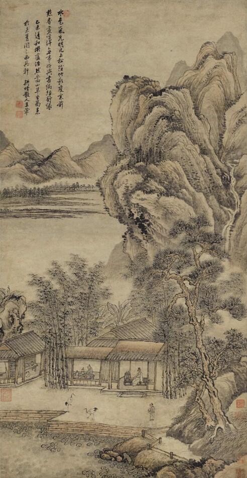 王翚 《仿卢浩然嵩山草堂图》设色纸本 立轴