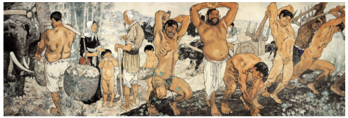 徐悲鸿 愚公移山 彩墨中国画 徐悲鸿纪念馆藏 144×421cm