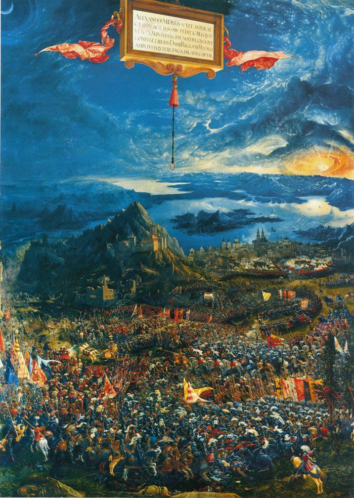 阿尔布雷希·阿尔特多费尔的绘画《伊苏斯之战》中的圆弧形地平线