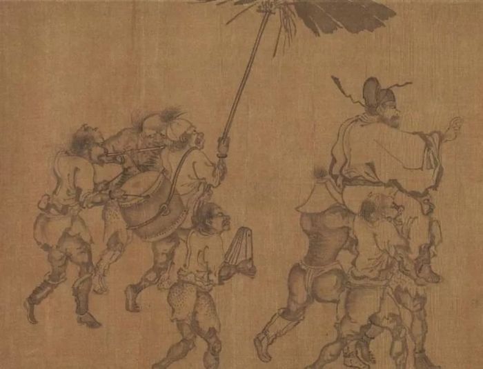 元 颜庚 《钟馗雨夜出游图》