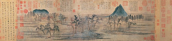赵孟頫《鹊华秋色图》左圆者为鹊山，右尖者为华不注山