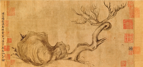 （宋）苏轼 木石图（又名《枯木怪石图》） 绢本水墨 画长26.3×50cm 全卷连裱共长27.2×543cm 佳士得香港2018年秋季拍卖以4.1亿港币落槌