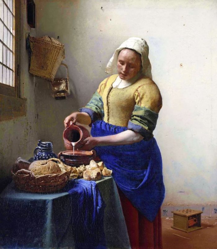 《倒牛奶的女佣》，维米尔