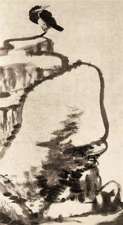   八大山人 湖石翠禽（局部）