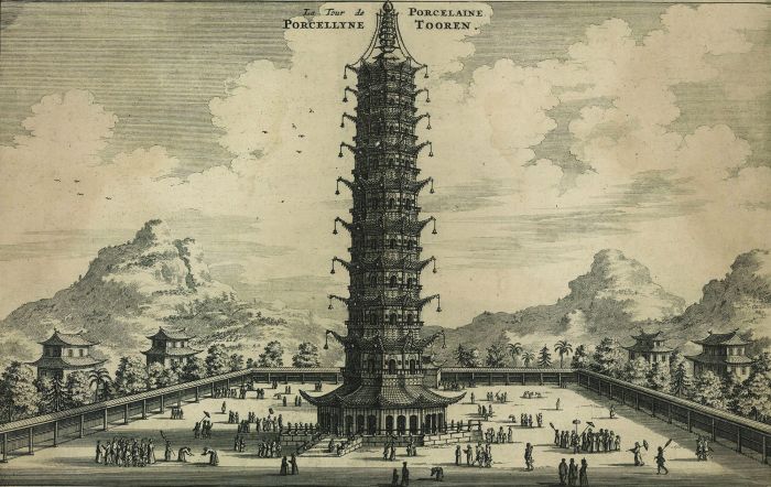 图1 约翰·尼霍夫撰《荷使初访中国记》中的南京城景及南京琉璃塔
