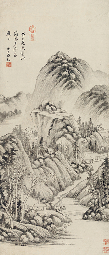 王时敏《为简庵作山水》轴，纸本水墨，99厘米×42.5厘米，1653年
