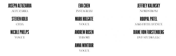 ▲ CFDA/Vogue Fashion Fund 评委名单 （图片来源：CFDA）