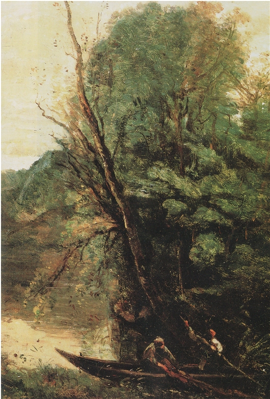 柯罗 傍晚拉网捕鱼 布面油画 1847年 法布尔博物馆