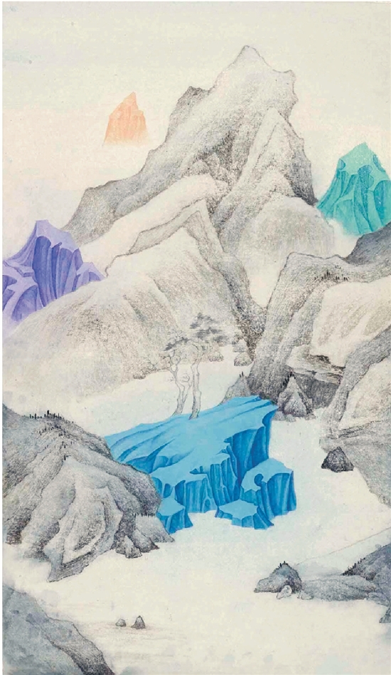 徐累 互山-4 纸本水墨设色 2018年
