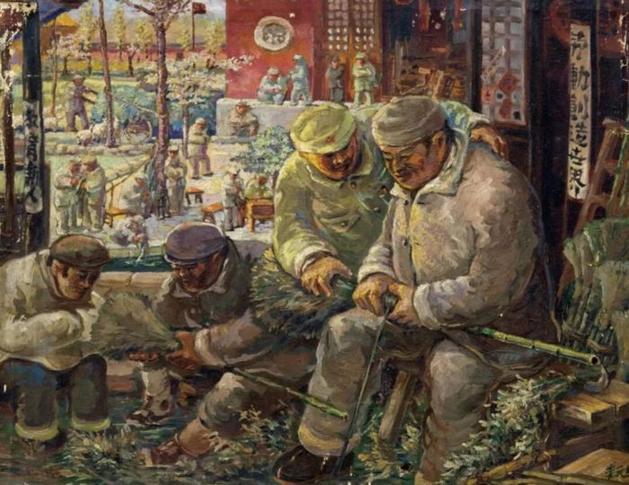雷圭元 地主劳动改造 布面油彩53x64cm 1950年