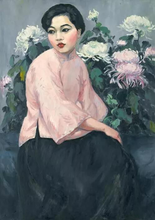 方君璧 桃衣少女 布面油彩 114x79cm 1926年