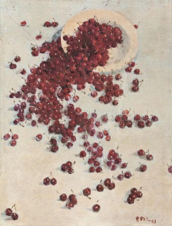 黄显之 白地樱桃 布面油彩 1963年