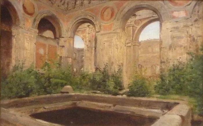让.德布罗斯 巴黎审计院 布面油彩 26x42cm 1870-1890年代