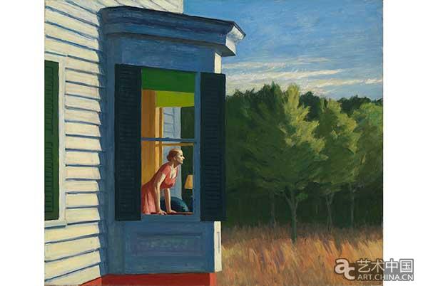 《科德角的早晨》（Cape Cod Morning，油画，34 1/8 x 40 ¼英寸），爱德华·霍普（Edward Hopper，1882年生于纽约州奈亚镇，1967年逝世），收藏于史密森尼美国艺术博物馆（Smithsonian American Art Museum），由萨拉罗比基金会（Sara Roby Foundation）赠送。