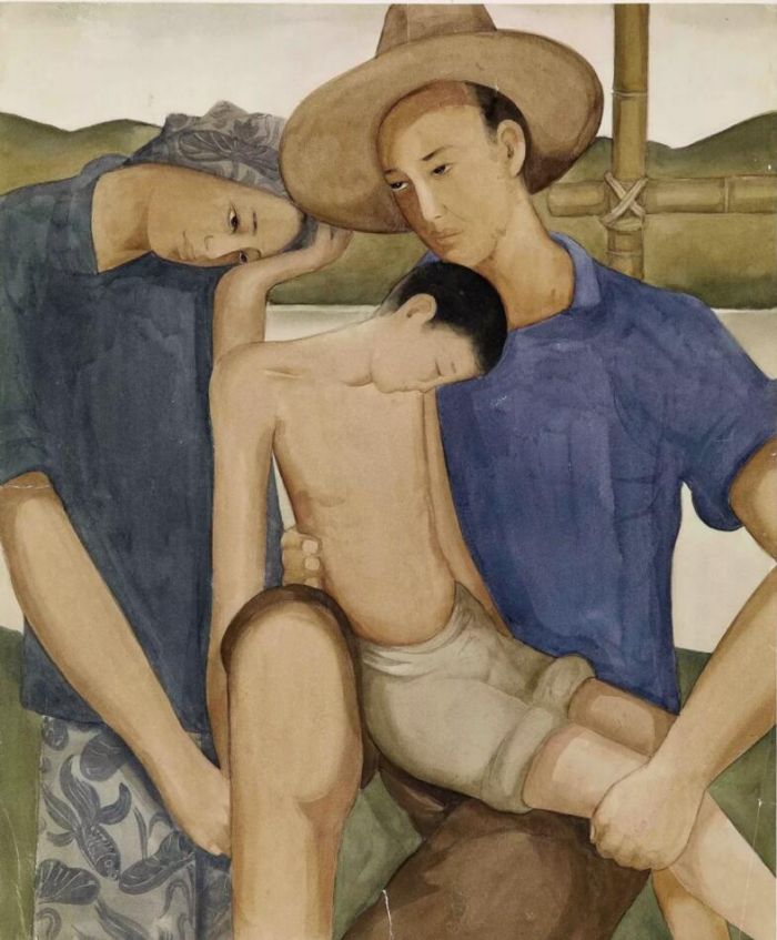 厐薰琹 大地之子 纸本水彩 45×37.2cm 1934年