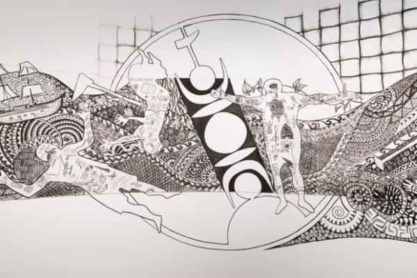 Erub/Lifou 项目作品 “海上旅程：没有边界之人”（局部），APT9委托创作