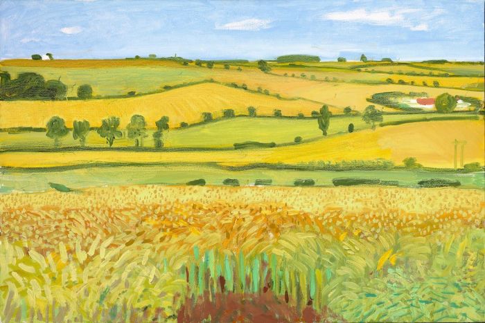 David Hockney, “Woldgate Vista, 27 July 2005″, Oil on canvas, 24 x 36”, © David Hockney, Photo Credit: Richard Schmidt
