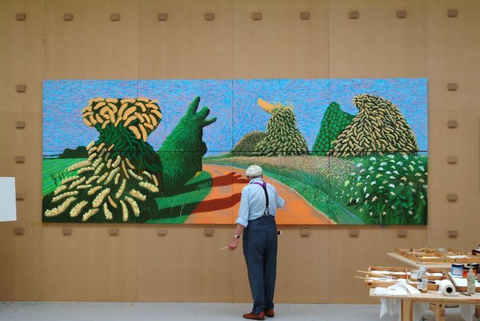 David Hockney painting “May Blossom on the Roman Road”, 2009, © David Hockney, Photo credit: Jean-Pierre Gonçalves de Lima