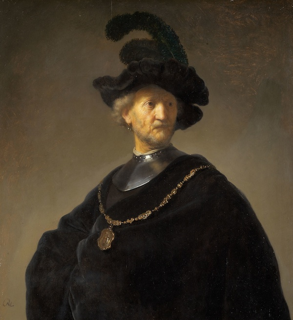 伦勃朗·范·莱因《戴金项链的老者》（Old Man with a Gold Chain），1626–1636