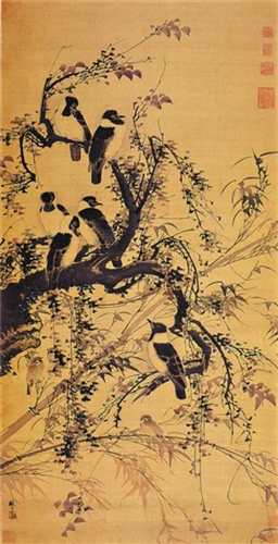 秋树聚禽图 广州艺术博物馆藏