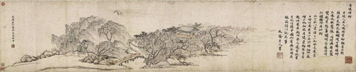 【明】柳如是??月堤烟柳图??纸本设色??1643 年? 故宫博物院藏