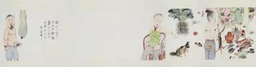 李津 （中国，1958年生） 《两只蝴蝶》  彩墨 纸本 51.8 × 1389.2 cm.  2006 年作  估价：人民币 1,200,000 - 2,200,000 成交价：人民币 5,970,000