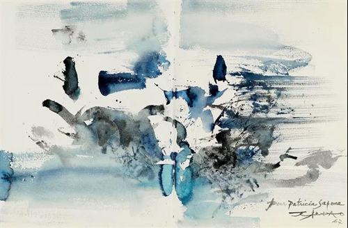 赵无极（中国/法国，1920-2013） 《无题》 水彩 纸本 34.5 x 52 cm. 1967年作  估价：人民币 350,000 - 650,000 成交价：人民币 1,020,000
