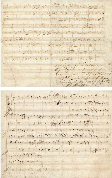 2018西泠春拍 Lot 2949 莫扎特（Wolfgang Amadeus Mozart，1756~1791） 为学生作《c小调赋格曲（作品号506a）》珍贵原稿 文稿 一张二页（附证书） 1785年作