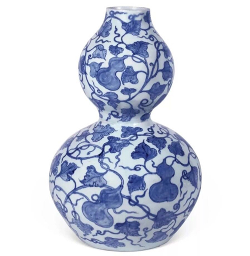 元，青花缠枝，「福禄万代」，大葫芦瓶(亚历山大瓶)。成交价：RMB 56,810,000