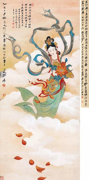 张大千，天女散花。成交价：RMB 84,525,000