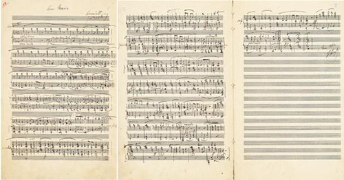 2018西泠春拍 Lot 2953 李斯特（Liszt Ferenc，1811~1886）《圣母颂》乐稿原稿 文稿 一张三页（附证书） 1862年5月1日作