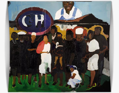 亨利·泰勒（Henry Taylor）《C&H》 成交价：27.4万英镑 由亚洲藏家投得。此次仅艺术家作品第三次参与伦敦晚拍，拍卖纪录却自2017年初至今被五度刷新。