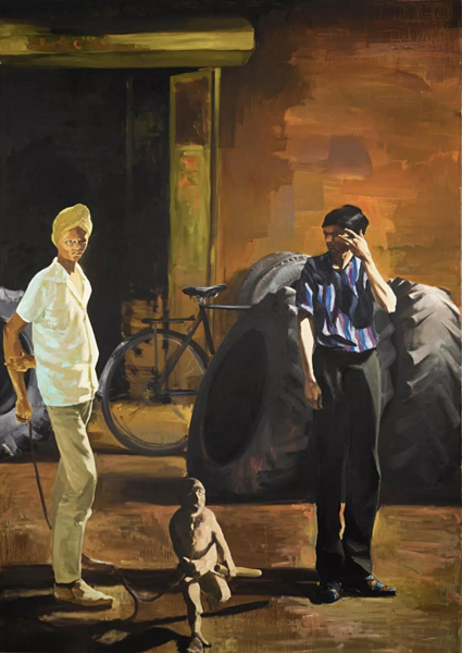 艾历克·菲施尔（Eric Fischl）《轮胎商店》 成交价：34.6万英镑（估价：27–35万英镑） 首次登上伦敦晚拍便获得如此佳绩