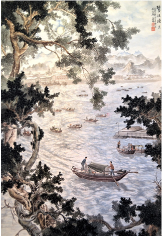 杨夏林参加第二届全国美展作品《鹭江渔火》