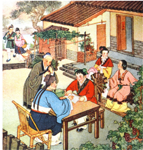 杨夏林和夫人上世纪50年代出版的年画《三家福》