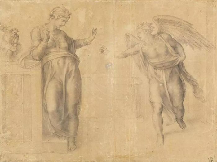 Attributed to Michelangelo Buonarroti (Italian, 1475–1564). The Annunciation. Black chalk. The Morgan Library & Museum, New York (IV, 7)