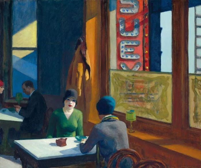 Edward Hopper, 中餐厅（杂碎）, oil on canva, 81.3 x 96.5 cm, 1929